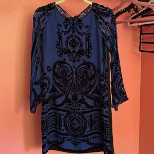 Royal Blue and Black Beaded Hale Bob Dress Size S